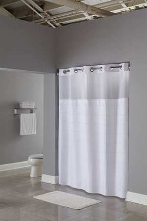 HOOKLESS Shower Curtain, RePET, White, 71 in W, 77 in L HBH20MPT01SL