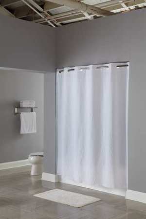 Hookless Shower Curtain, PEVA, White, 71 in W, 74 in L HBH16SND0174