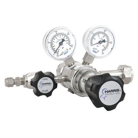 Harris Specialty Gas Lab Regulator, Two Stage, CGA-660, 0 to 125 psi, Use With: Corrosive KH1110