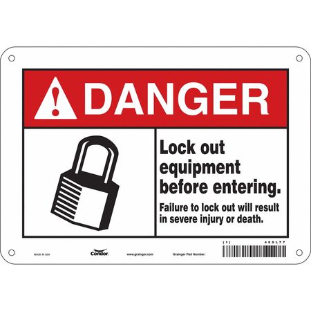 CONDOR Safety Sign, 7 in Height, 10 in Width, Polyethylene, Vertical Rectangle, English, 469L77 469L77