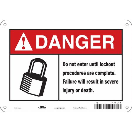 CONDOR Safety Sign, 7 in Height, 10 in Width, Aluminum, Vertical Rectangle, English, 469L36 469L36