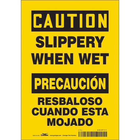 CONDOR Safety Sign, 10 in Height, 7 in Width, Vinyl, Horizontal Rectangle, English, Spanish, 469P11 469P11
