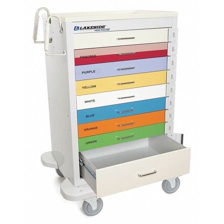 LAKESIDE Aluminum 9 Drawer Pediatric Cart, Individual Breakaway Locks SP-930-IB-PED