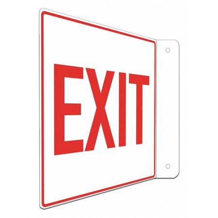 LYLE Exit Sign, English, 8" W, 8" H, Recycled Aluminum, White LCFL-0001-RA_8x8
