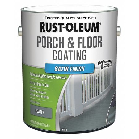 Rust-Oleum 1 gal Floor Coating, Satin Finish, Pewter, Water Base 320418