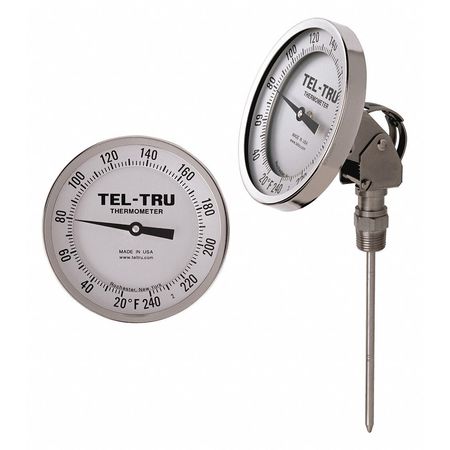 TEL-TRU Analog Dial Thermometer, Stem 24" L AA575R-2467