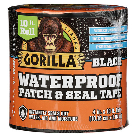 Gorilla Glue Roof Repair Tape, Black, 4" x 10 ft. Size 4612502