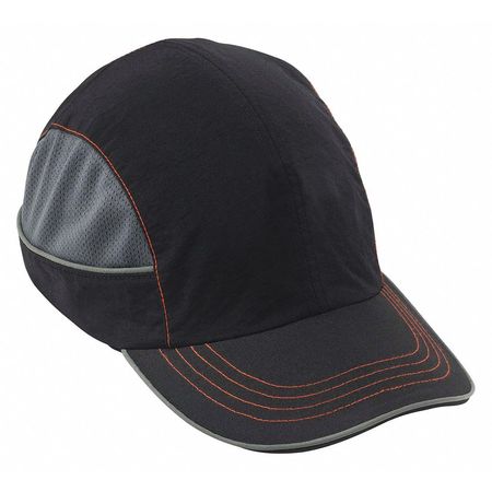 Skullerz By Ergodyne Bump Cap, Long Brim Baseball, ABS, Hook-and-Loop Suspension, Black, Fits Hat Size XL 8950XL