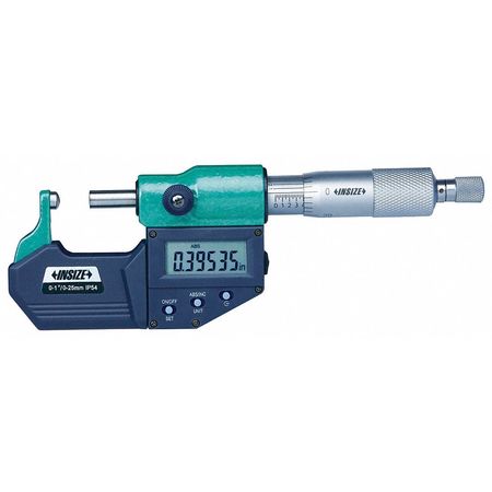INSIZE Electronic Outside Micrometer, 1 to 2"/25 to 50mm Range, 0.00005"/0.001mm 3560-50SE