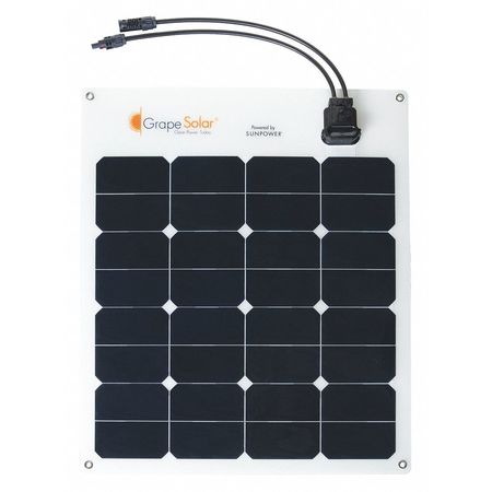 GRAPE SOLAR Monocrystalline Solar Panel, 50 W, 17.7V DC, 2.8 A, 32 Cells, MC4 GS-FLEX-50W