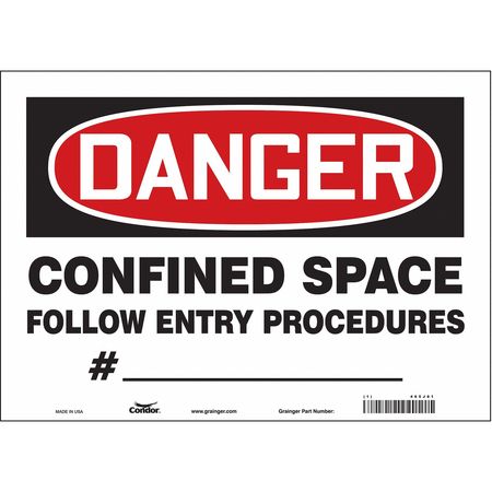 CONDOR Safety Sign, 10 in Height, 14 in Width, Vinyl, Horizontal Rectangle, English, 465J81 465J81