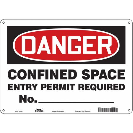 CONDOR Safety Sign, 10 in Height, 14 in Width, Polyethylene, Horizontal Rectangle, English, 465J71 465J71