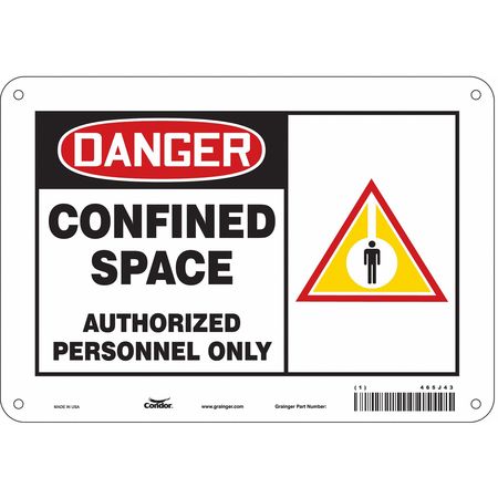 CONDOR Safety Sign, 7 in Height, 10 in Width, Polyethylene, Vertical Rectangle, English, 465J43 465J43
