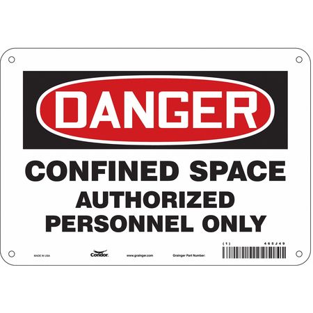 CONDOR Safety Sign, 7 in Height, 10 in Width, Aluminum, Vertical Rectangle, English, 465J49 465J49