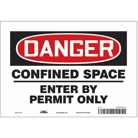 CONDOR Safety Sign, 7 in Height, 10 in Width, Vinyl, Vertical Rectangle, English, 465K48 465K48