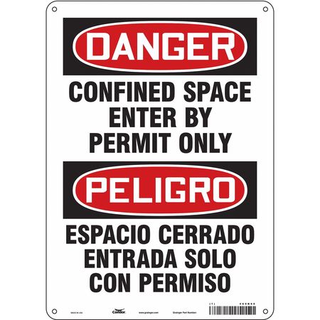 CONDOR Safety Sign, 14 in Height, 10 in Width, Polyethylene, Vertical Rectangle, English, Spanish, 465K66 465K66