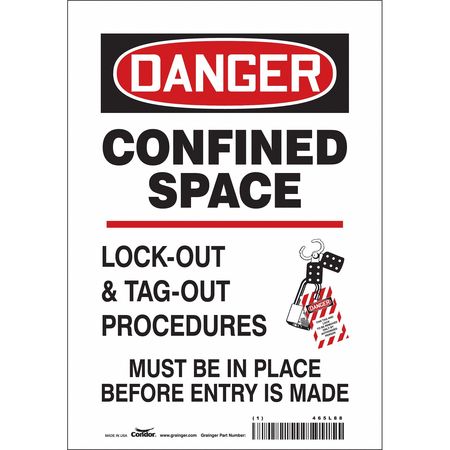 CONDOR Safety Sign, 10 in Height, 7 in Width, Vinyl, Horizontal Rectangle, English, 465L88 465L88