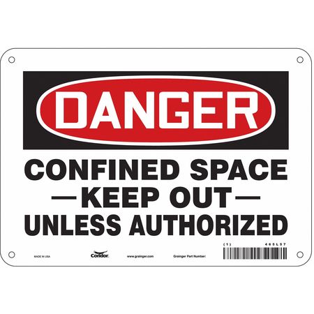 CONDOR Safety Sign, 7 in Height, 10 in Width, Aluminum, Vertical Rectangle, English, 465L57 465L57