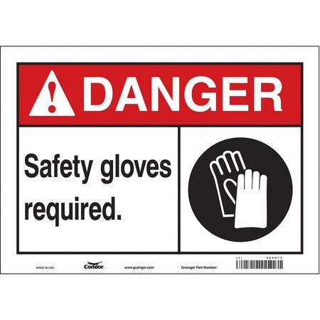 Safety Sign, 10 In Height, 14 In Width, Vinyl, Horizontal Rectangle, English, 465V73