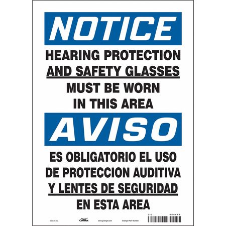 CONDOR Safety Sign, 14 in Height, 10 in Width, Vinyl, Vertical Rectangle, English, Spanish, 466F85 466F85