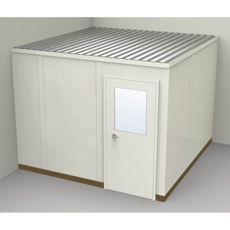 PORTA-FAB 2-Wall Modular In-Plant Office, 8 ft 1 3/4 in H, 10 ft 1 1/4 in W, 10 ft 1 1/4 in D, Beige GS1010-2