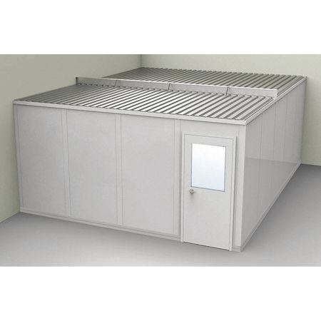 PORTA-FAB 2-Wall Modular In-Plant Office, 8 ft 1 3/4 in H, 20 ft 1 1/4 in W, 16 ft 1 1/4 in D, Gray GV1620G-2