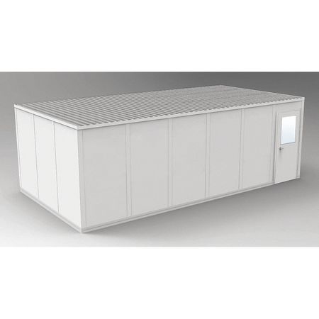 PORTA-FAB 4-Wall Modular In-Plant Office, 8 ft 1 3/4 in H, 24 ft 4 1/2 in W, 12 ft 4 1/2 in D, Gray GV1224G