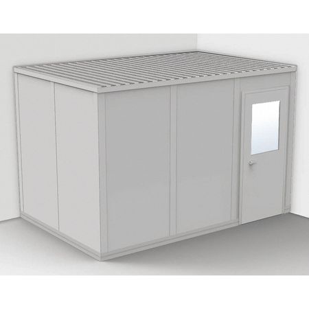 PORTA-FAB 2-Wall Modular In-Plant Office, 8 ft 1 3/4 in H, 12 ft 1 1/4 in W, 8 ft 1 1/4 in D, Gray GS812G-2