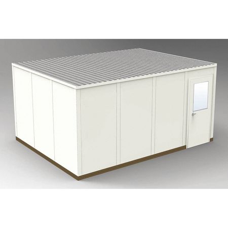 PORTA-FAB 4-Wall Modular In-Plant Office, 8 ft 1 3/4 in H, 16 ft 4 1/2 in W, 12 ft 4 1/2 in D, Beige GS1216