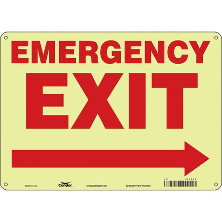 CONDOR Emergency Exit Sign, English, 14" W, 10" H, Plastic, White 467R03