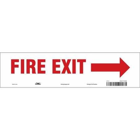 Condor Safety Sign Emergency Exit, 3 1/2 in Height, 14 in Width, Vinyl, Vertical Rectangle, English 467T86