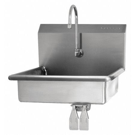 SANI-LAV Hand Sink, Wall Mount, 14"H, Silver, 16 ga. 5A4.5