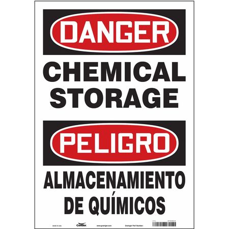 CONDOR Safety Sign, 20 in H, 14 in W, Vinyl, Vertical Rectangle, English, Spanish, 470G23 470G23