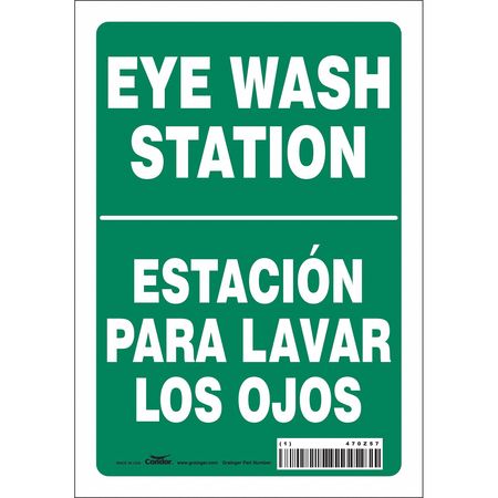 Eye Wash Station/Estacion Para Lavar Los Ojos, 7 In W X 10 In H, Horizontal Rectangle, Vinyl, 470Z57