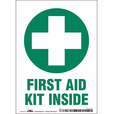 CONDOR First Aid Sign, 5" W x 7" H, 0.004" Thick, 471T26 471T26