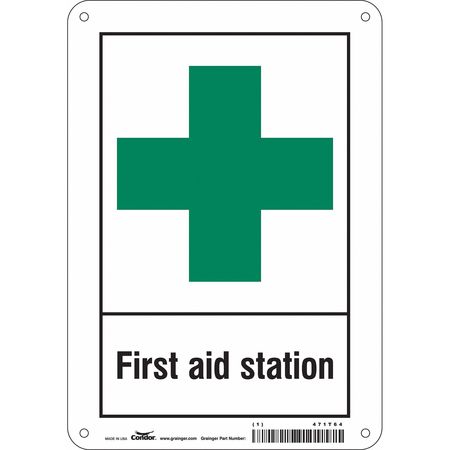 CONDOR First Aid Sign, 7" W x 10" H, 0.055" Thick, 471T64 471T64
