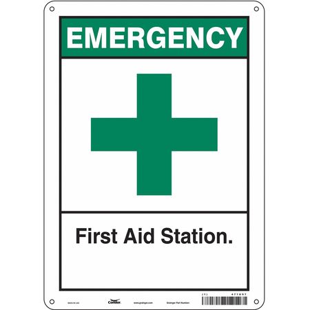 CONDOR First Aid Sign, 10" Wx14" H, 0.055" Thick, 471U97 471U97