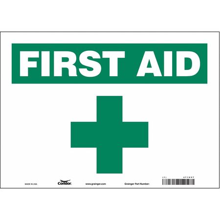 CONDOR First Aid Sign, 14" Wx10" H, 0.004" Thick, 471U57 471U57