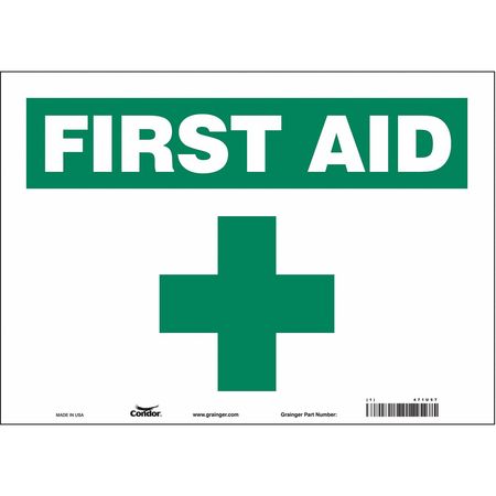 Condor First Aid Sign, 14" Wx10" H, 0.004" Thick, 471U57 471U57