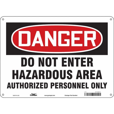 CONDOR Safety Sign, 10 in Height, 14 in Width, Aluminum, Horizontal Rectangle, English, 472N21 472N21