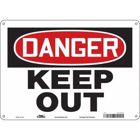 CONDOR Safety Sign, 10 in Height, 14 in Width, Aluminum, Horizontal Rectangle, English, 472R30 472R30
