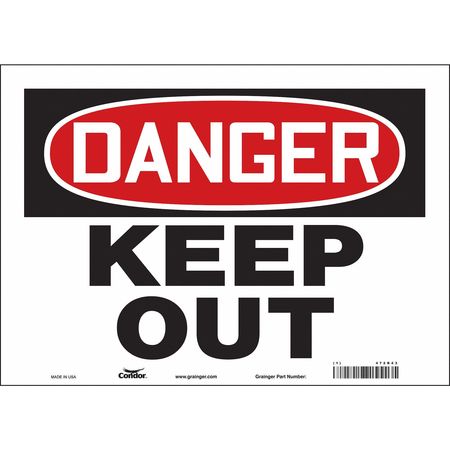 CONDOR Safety Sign, 10 in Height, 14 in Width, Vinyl, Horizontal Rectangle, English, 472R43 472R43