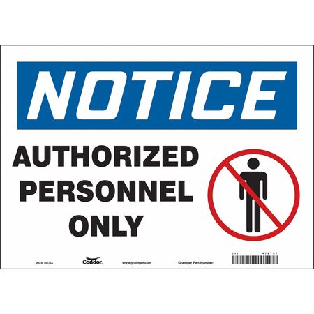 CONDOR Safety Sign, 10 in Height, 14 in Width, Vinyl, Horizontal Rectangle, English, 472T97 472T97