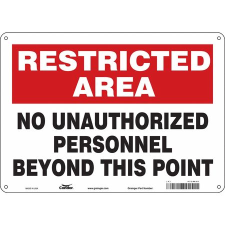 CONDOR Safety Sign, 10 in Height, 14 in Width, Polyethylene, Horizontal Rectangle, English, 472W90 472W90