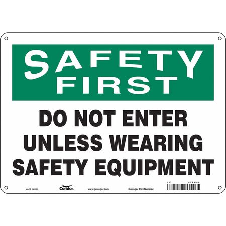 CONDOR Safety Sign, 10 in Height, 14 in Width, Polyethylene, Horizontal Rectangle, English, 472W46 472W46