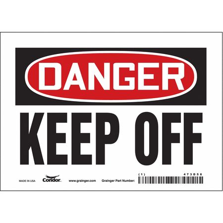 CONDOR Safety Sign, 5 in Height, 7 in Width, Vinyl, Horizontal Rectangle, English, 473D58 473D58