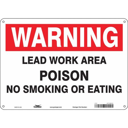 CONDOR No Smoking Sign, 10" H, 14 in W, Horizontal Rectangle, English, 473N43 473N43