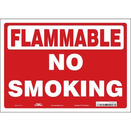 CONDOR No Smoking Sign, 10" H, 14 in W, Vinyl, Horizontal Rectangle, English, 473N59 473N59