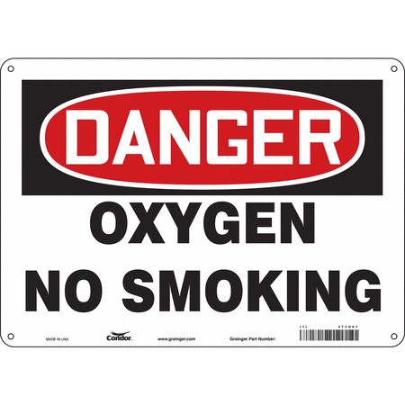 CONDOR No Smoking Sign, 10" H, 14 in W, Horizontal Rectangle, English, 473U61 473U61