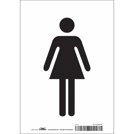 CONDOR Restroom Sign, 7" W, 10" H, 0.004" Thick, 473X85 473X85